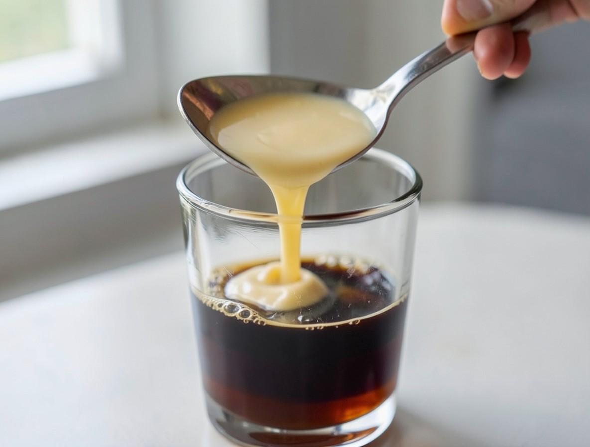 Pouring Irish cream over a spoon to layer a B-52