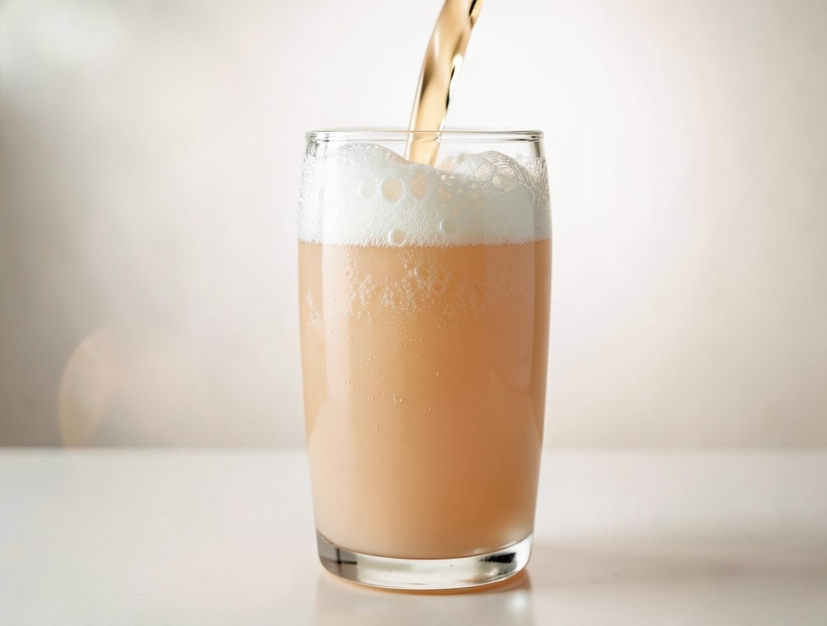 Topping a Chicago Fizz with carbonated water