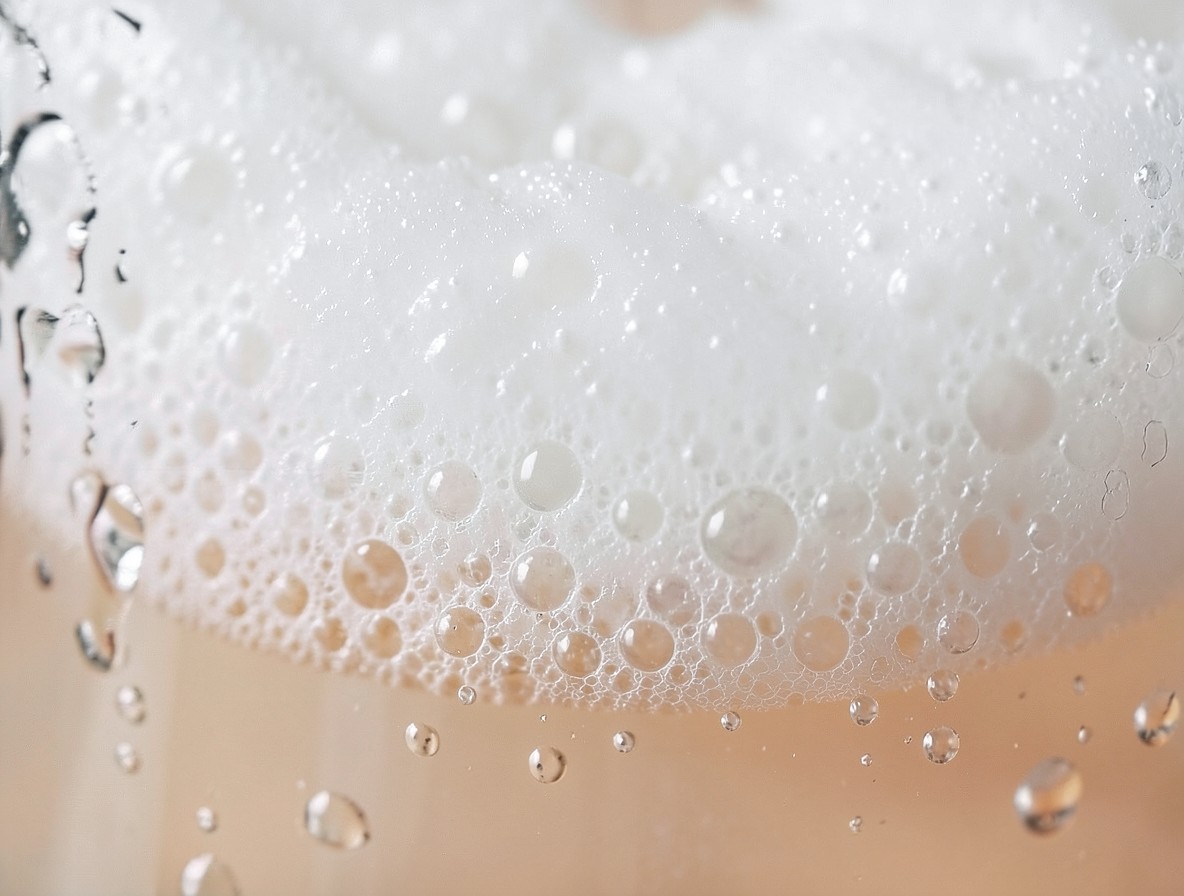 Close-up of the frothy Chicago Fizz foam cap