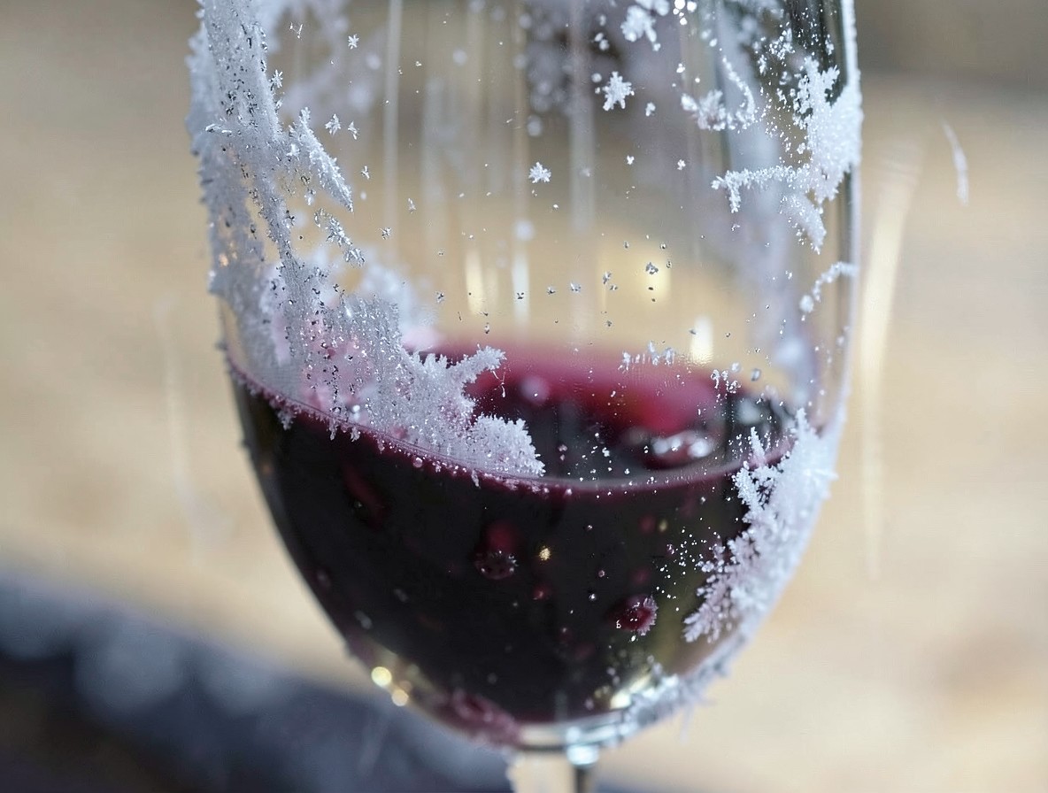 Crème de cassis pooled at the bottom of a chilled champagne flute