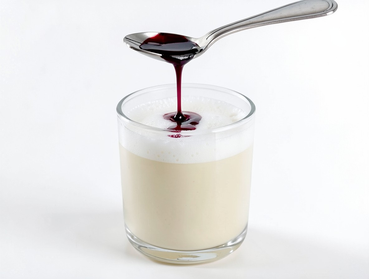 Pouring red wine over a spoon to float on a New York Sour
