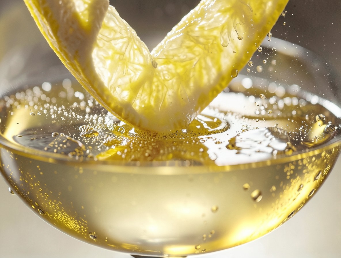 Expressing lemon oils over the surface of a tequila sour