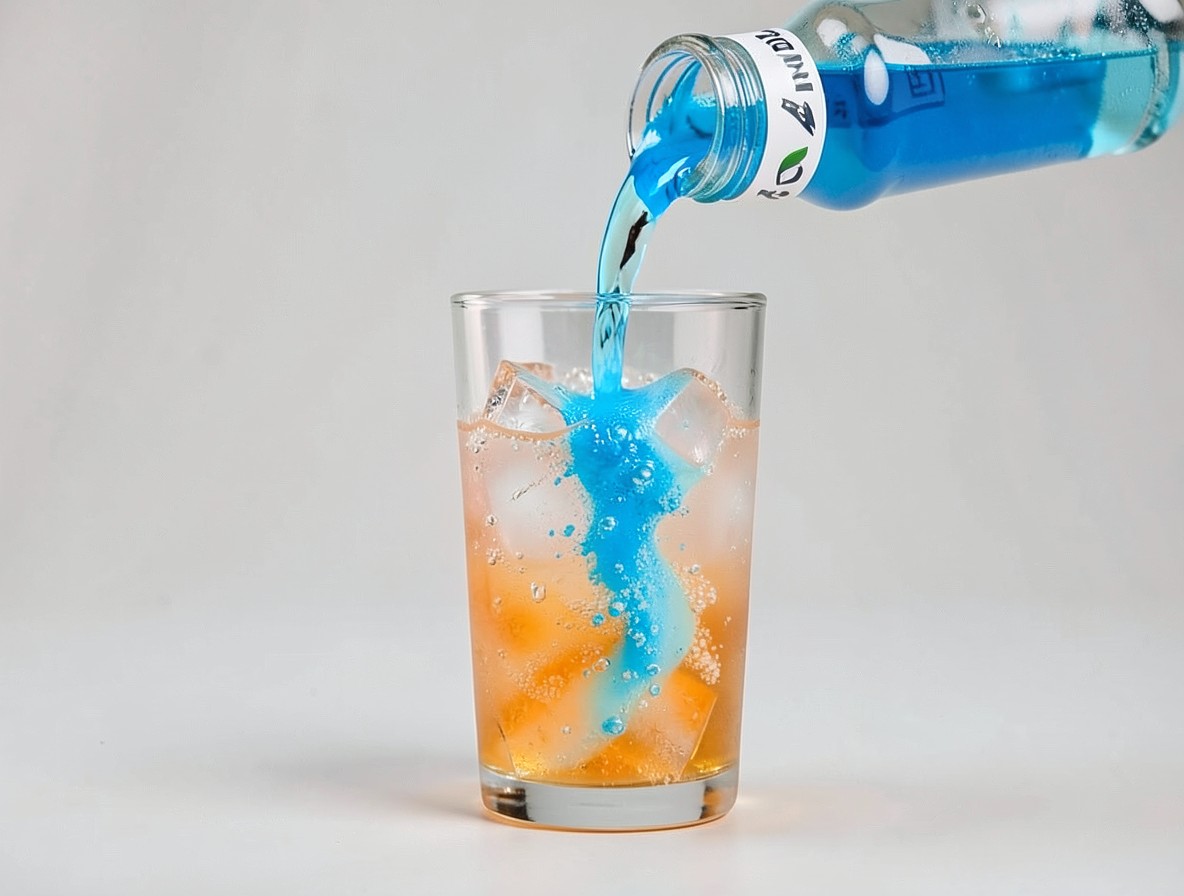 Pouring blue WKD into the Venom cocktail glass